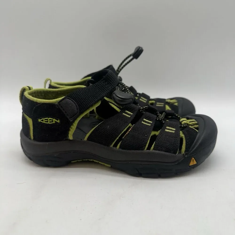 Keen Newport H2 Sport Sandals Kids 13 Black Lime Green Waterproof Lace Lock Shoe